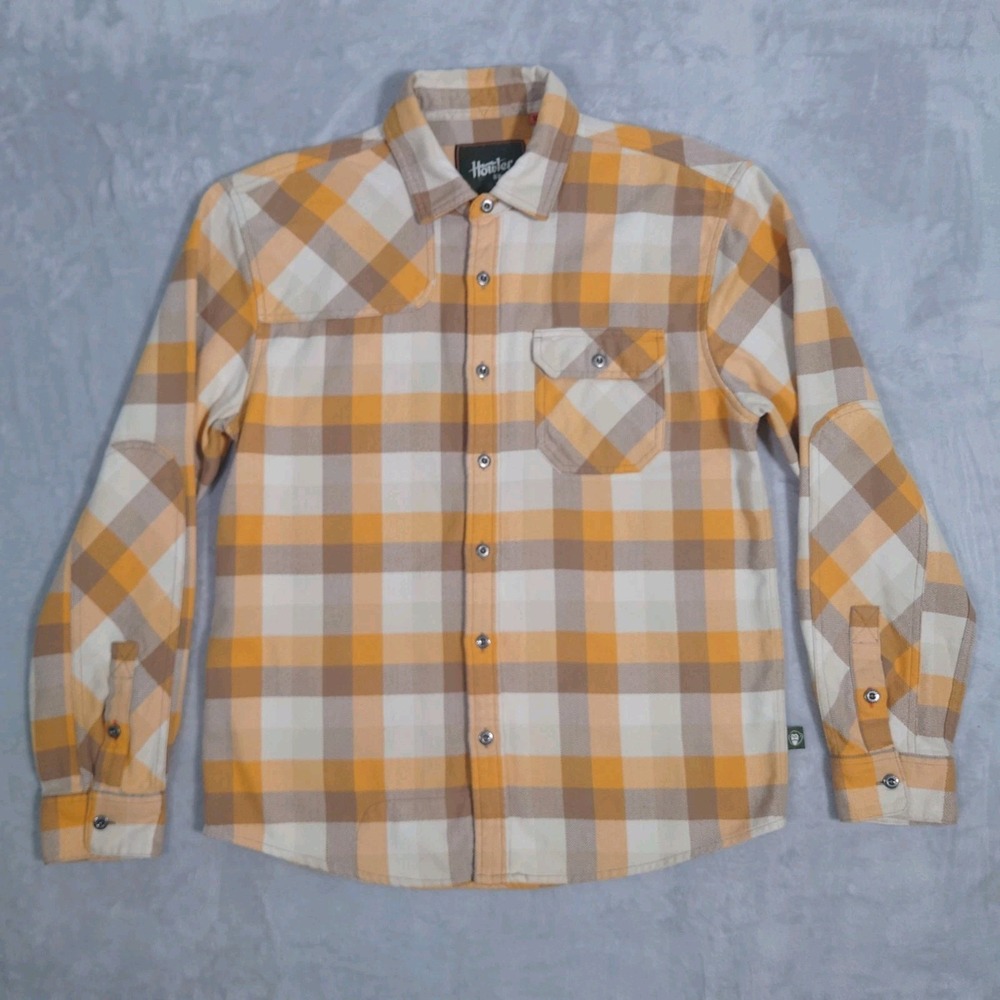 Howler Bros Harkers Flannel Shirt Mens Medium Button Down Shacket Beige HB-43503